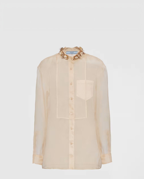 [PRADA-프라다]오간자 브로데 슈미즈 P485GR