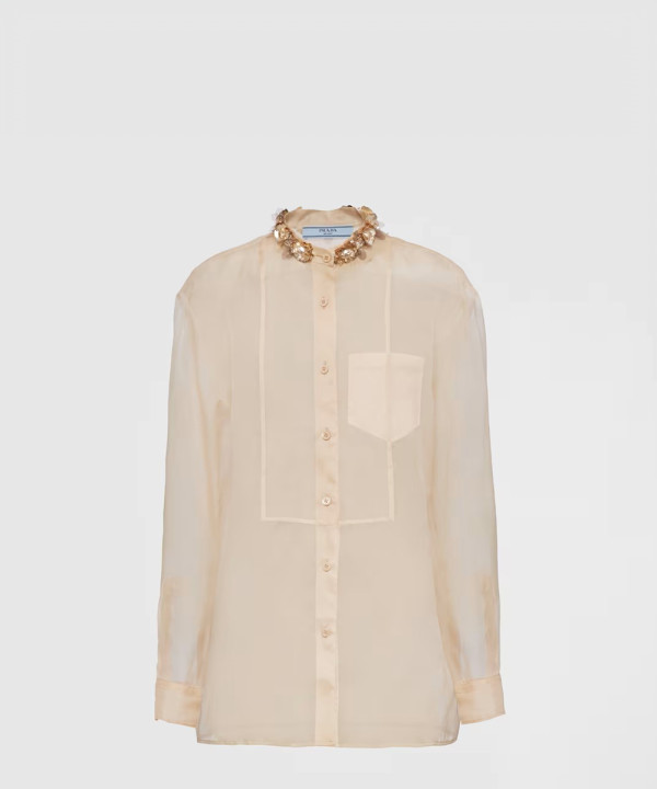 [PRADA-프라다]오간자 브로데 슈미즈 P485GR