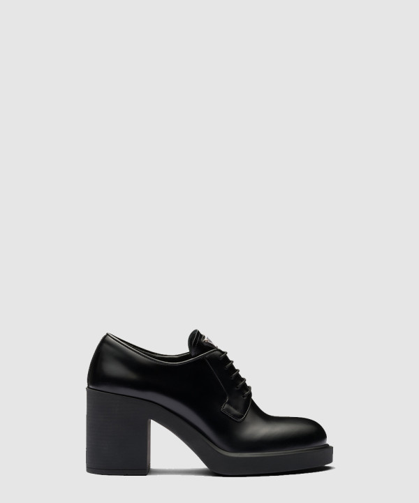 [PRADA-프라다]힐이 있는 브러시드 가죽 레이스업 1E976M