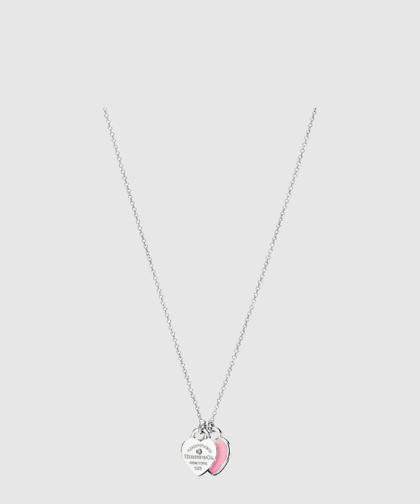 [TIFFANY-티파니]핑크 더블 하트 태그 목걸이