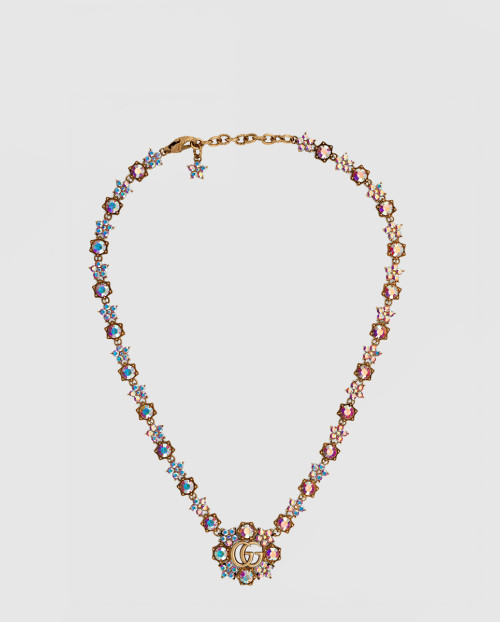 [GUCCI-구찌]더블 G 크리스탈 플라워 목걸이 753805