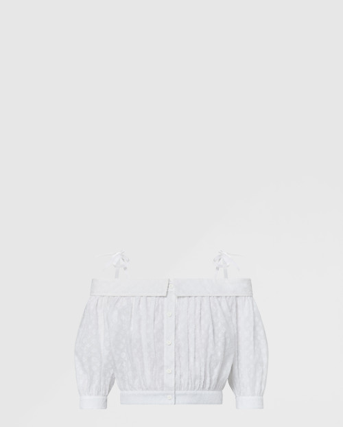 [LOUIS VUITTON-루이비통]모노그램 필 쿠페 오프 더 숄더 블라우스 1AFSBI