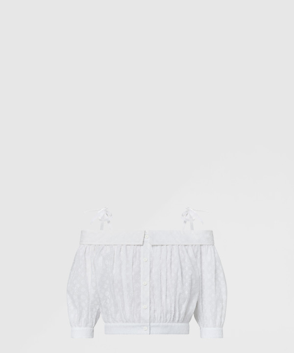 [LOUIS VUITTON-루이비통]모노그램 필 쿠페 오프 더 숄더 블라우스 1AFSBI