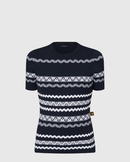 [LOUIS VUITTON-루이비통]스캘럽 스트라이프 니트 톱 1AFTVW