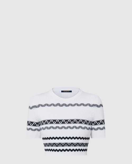 [LOUIS VUITTON-루이비통]스캘럽 스트라이프 크롭드 니트 톱 1AFTW3