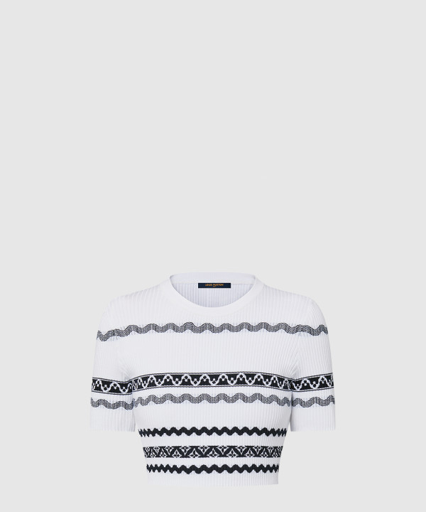 [LOUIS VUITTON-루이비통]스캘럽 스트라이프 크롭드 니트 톱 1AFTW3