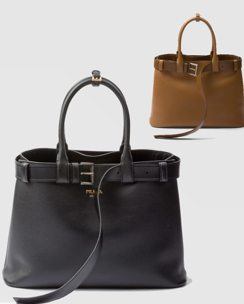 [PRADA-프라다]벨트가 달린 버클 라지 가죽 핸드백 1BA416