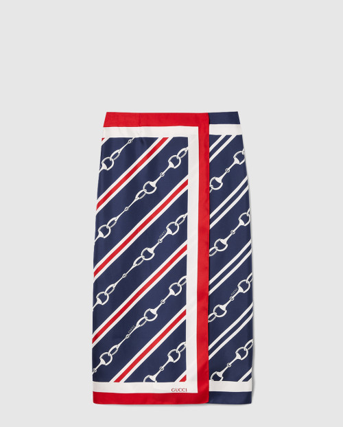 [GUCCI-구찌]모스 프린트 실크 트윌 스커트 788954