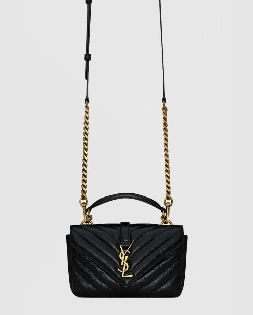 [SAINT LAURENT-생로랑]유광 크래클드 가죽 소재의 COLLEGE 미니 체인백 779430