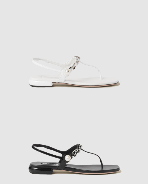 [MIUMIU-미우미우]페이턴트 가죽 통 샌들 5Y142E