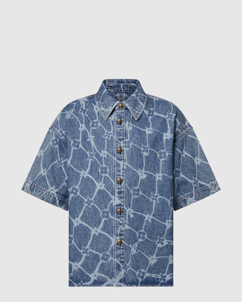 [LOUIS VUITTON-루이비통]모노그램 프린티드 쇼트 슬리브드 데님 셔츠 1AFQZ1