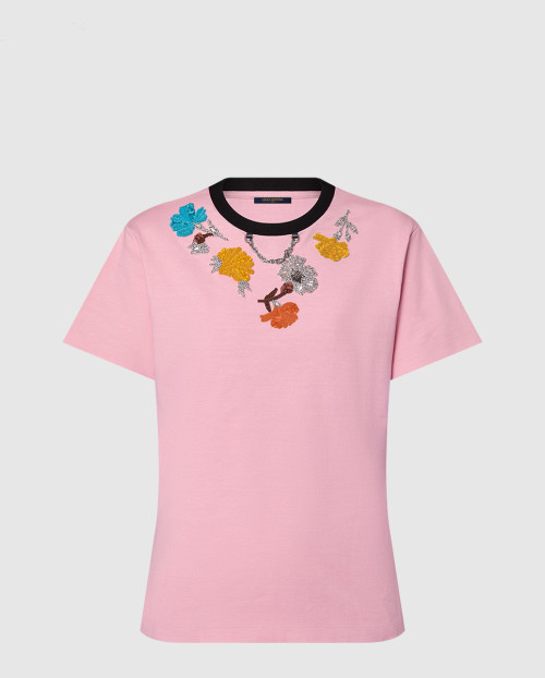 [LOUIS VUITTON-루이비통]엠브로이더드 카네이션 티셔츠 1AFTCO