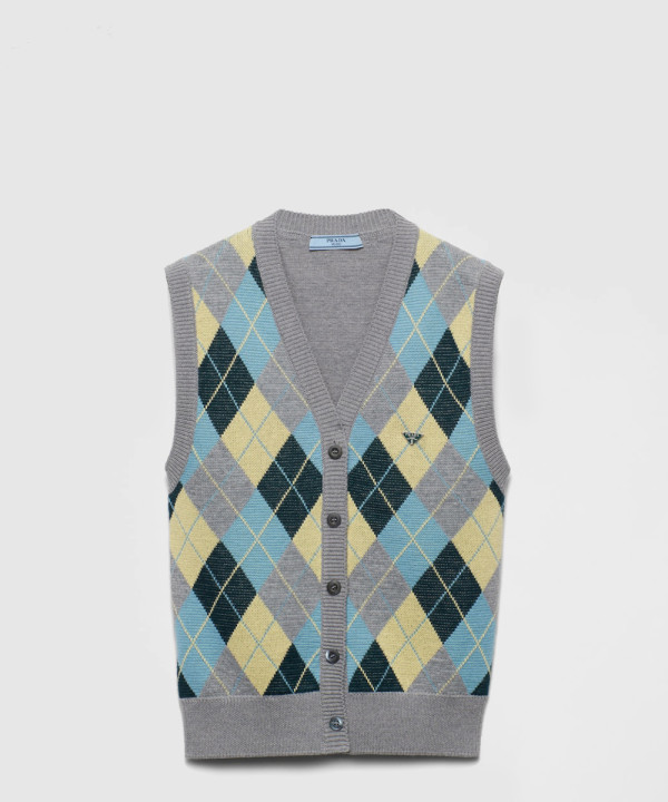 [PRADA-프라다]아가일 패턴 울 베스트 P29B39