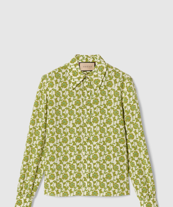 [GUCCI-구찌]플로라 프린트 실크 크레이프 드 신 셔츠 779352