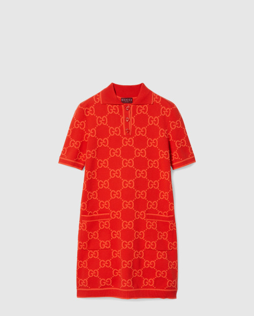 [GUCCI-구찌]GG 코튼 폴로 드레스 오렌지 라이트 743316