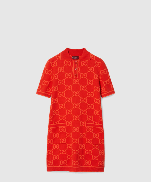 [GUCCI-구찌]GG 코튼 폴로 드레스 오렌지 라이트 743316