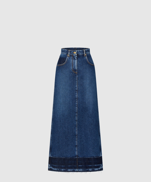 [LOUIS VUITTON-루이비통]워시드 로 데님 스커트 1AFTGF