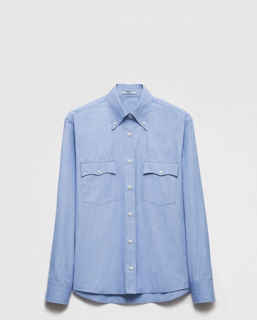 [PRADA-프라다]포플린 셔츠 사파이어 P437H1
