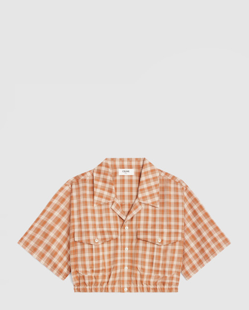 [CELINE-셀린느]체크 실크 크롭 셔츠 2C51B7