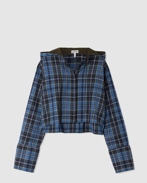 [LOEWE-로에베]울 혼방 크롭 후드 셔츠