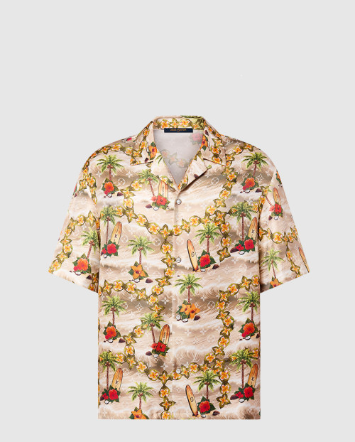 [LOUIS VUITTON-루이비통]모노그램 쇼트 슬리브드 실크 셔츠 1AFQYR