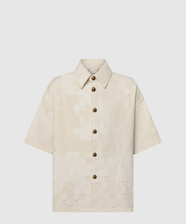 [LOUIS VUITTON-루이비통]다미에 쇼트 슬리브드 데님 셔츠 1AFQZO