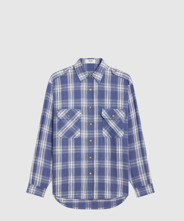 [CELINE-셀린느]코튼 체크무늬 오버셔츠 2C50A6
