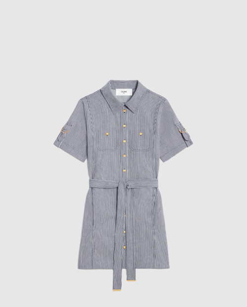 [CELINE-셀린느]트라페즈 미니 드레스 스트라이프 코튼 2R33L8