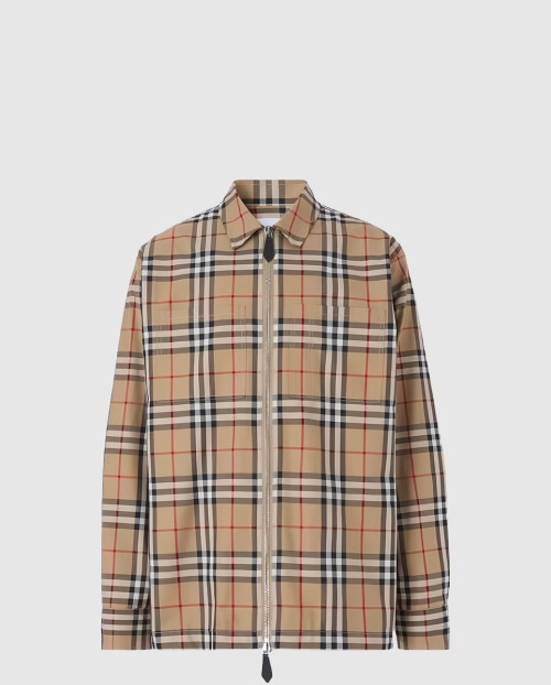 [BURBERRY-버버리]몬스터 그래픽 체크 코튼 지퍼 프런트 셔츠 80524691