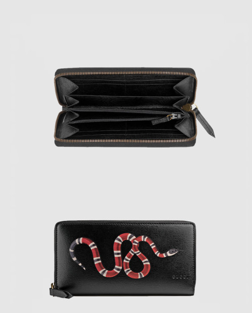 [GUCCI-구찌]물결 뱀 프린트 지퍼 장지갑 451273