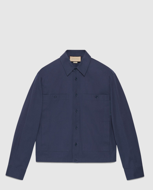 [GUCCI-구찌]라벨이 달린 캔버스 코튼 셔츠 762163