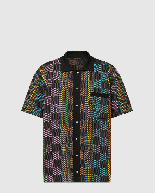 [LOUIS VUITTON-루이비통]다미에 쇼트 슬리브드 코튼 니트 셔츠 1AFQR7