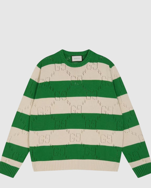 [GUCCI-구찌]스트라이프 투톤 크루넥 코튼 니트 729536
