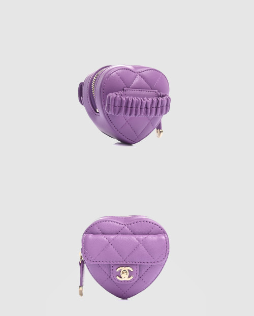 [CHANEL-샤넬]퀼팅 하트 지퍼 동전지갑 AP2786