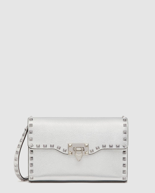 [VALENTINO-발렌티노]스몰 락스터드 그레인 메탈릭 송아지가죽 크로스바디백