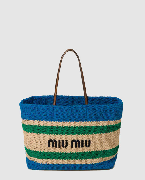 [MIUMIU-미우미우]라피아 앤 코튼 토트백 5BG228