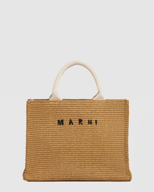 [MARNI-마르니]내추럴 컬러 라피아 이팩트 패브릭 소재 스몰 토트백