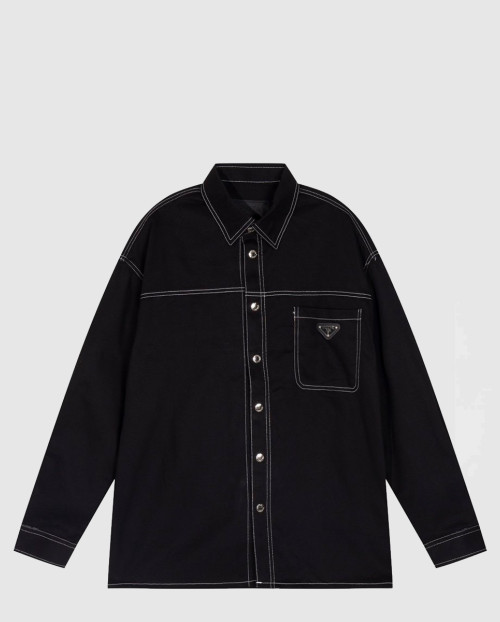[PRADA-프라다]트라이앵글 로고 스티치 개버딘 셔츠 SC6961