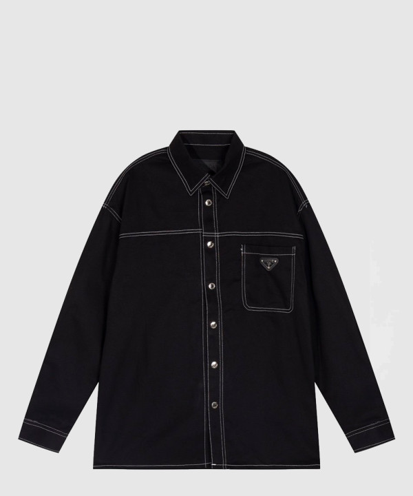 [PRADA-프라다]트라이앵글 로고 스티치 개버딘 셔츠 SC6961