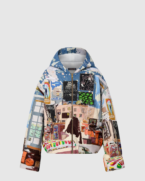 [LOUIS VUITTON-루이비통]메이드 투 오더 패치워크 오버사이즈드 후디드 블루종 1ABYJL