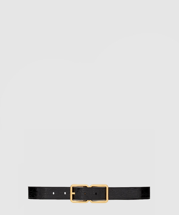 [SAINT LAURENT-생로랑]크로커다일 엠보스드 가죽 소재의 더블 버클 벨트  6698651