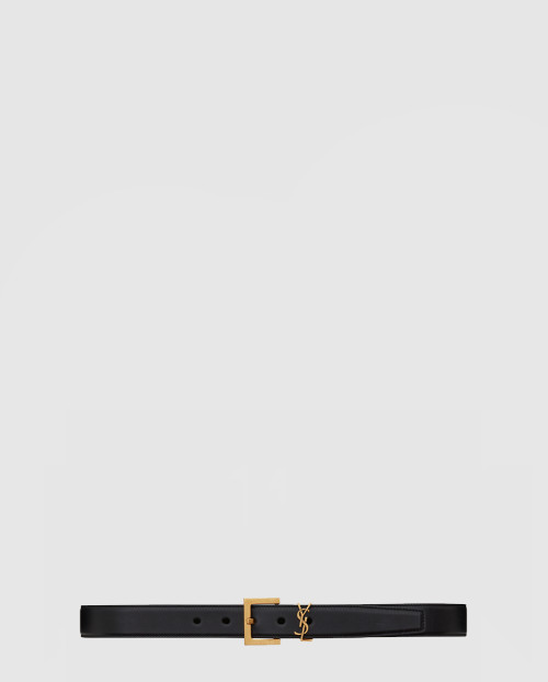 [SAINT LAURENT-생로랑]부드러운 가죽 소재의 스퀘어 버클 모노그램 벨트 634437
