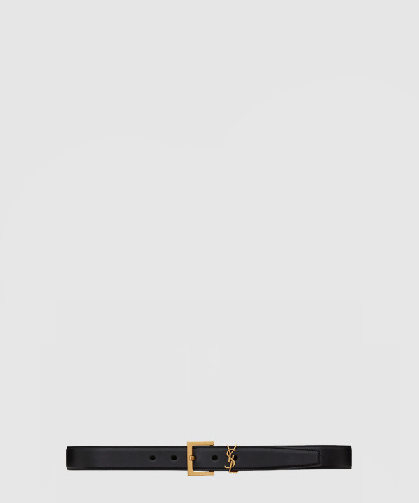 [SAINT LAURENT-생로랑]부드러운 가죽 소재의 스퀘어 버클 모노그램 벨트 634437