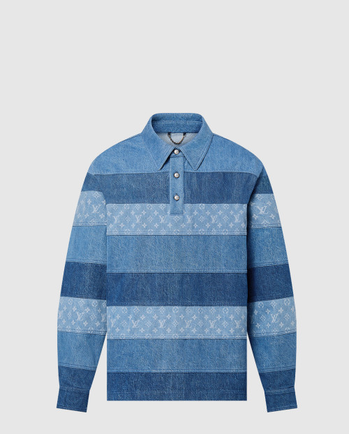 [LOUIS VUITTON-루이비통]패치워크 롱 슬리브드 데님 폴로 셔츠 1AFQBU