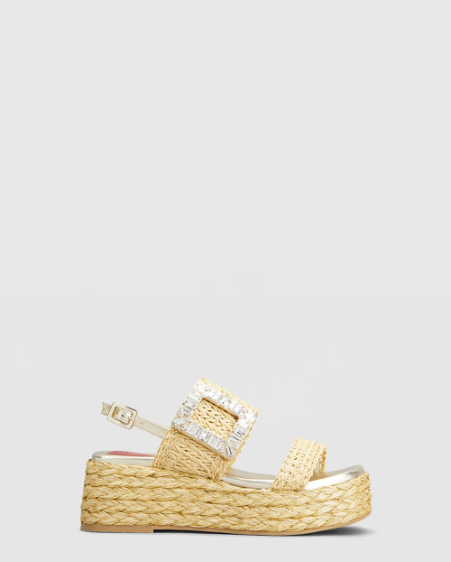 [ROGER VIVIER-로저비비에]다이아몬드 버클 라피아 웨지 샌들 7343