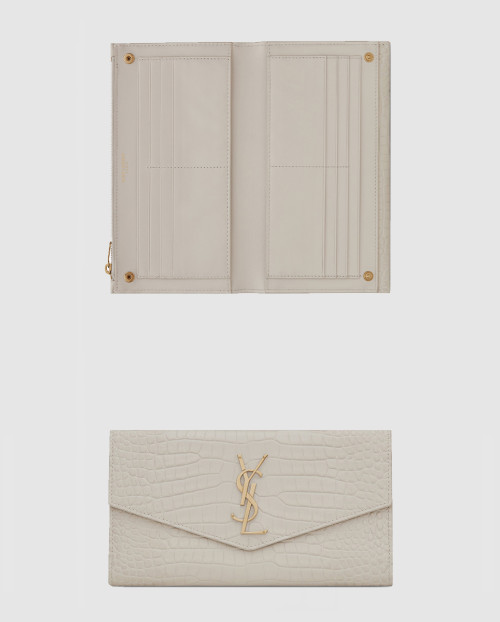 [SAINT LAURENT-생로랑]업타운 크로커 엠보 광택 가죽 라지갑 582124