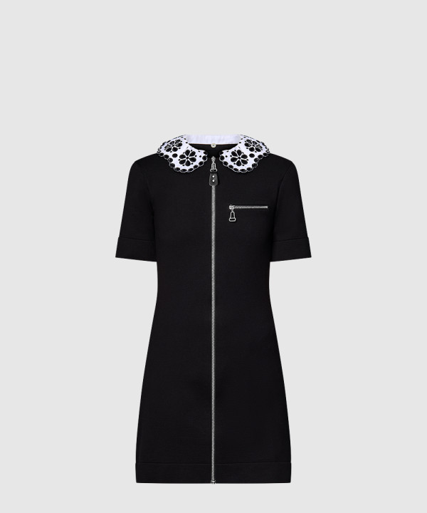 [LOUIS VUITTON-루이비통]브로더리 칼라 집업 니트 드레스 1AGAGO