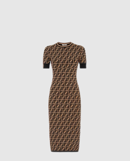[FENDI-펜디]올오버 FF 숏슬리브 슬림 원피스 FZD753
