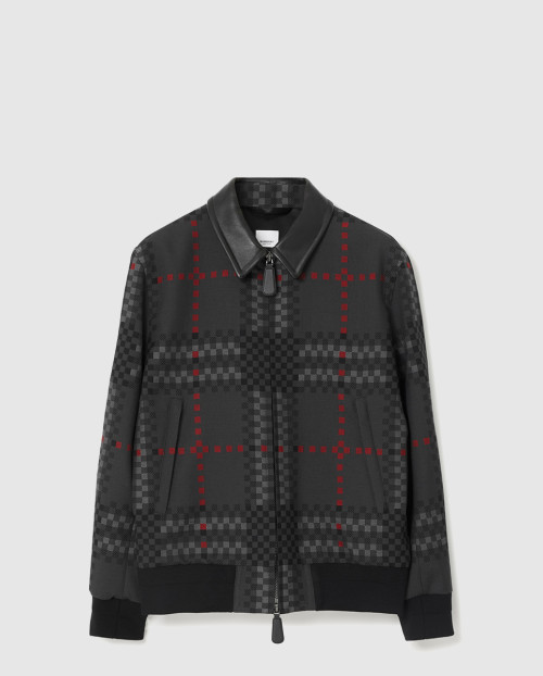 [BURBERRY-버버리]픽셀 체크 울 블렌드 해링턴 자켓 80633551