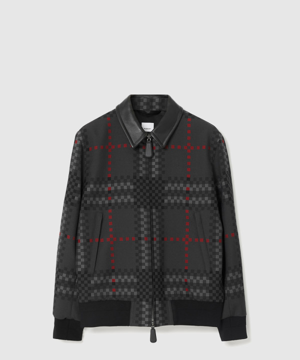 [BURBERRY-버버리]픽셀 체크 울 블렌드 해링턴 자켓 80633551